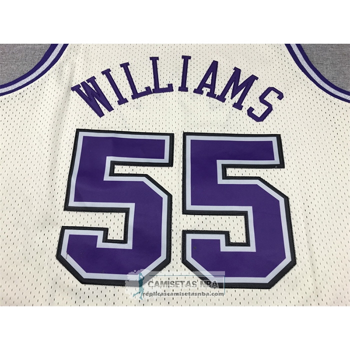 Camiseta Sacramento Kings Jason Williams NO 55 Mitchell & Ness Chainstitch Crema